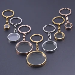 1Pc Stainless Steel Round Memory Reliquary Locket Pendant Keyholder Dijes Flotantes Coin Bezel Relicario Men Keychain Jewelry