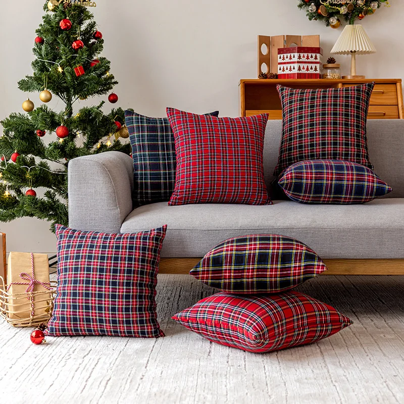 

30x50/45x45/50x50cm Red Plaid Throw Pillow Cover Living Room Sofa Decoration Cushion Cover Christmas Car Pillowcase Home Decor