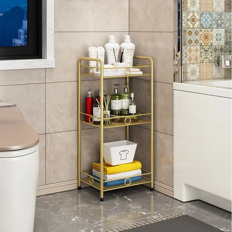 Nordic Golden Metal Shelf for Bathroom Multi-layer Metal Storage Rack Waterproof Rack Shower Rack Bathroom Organizer