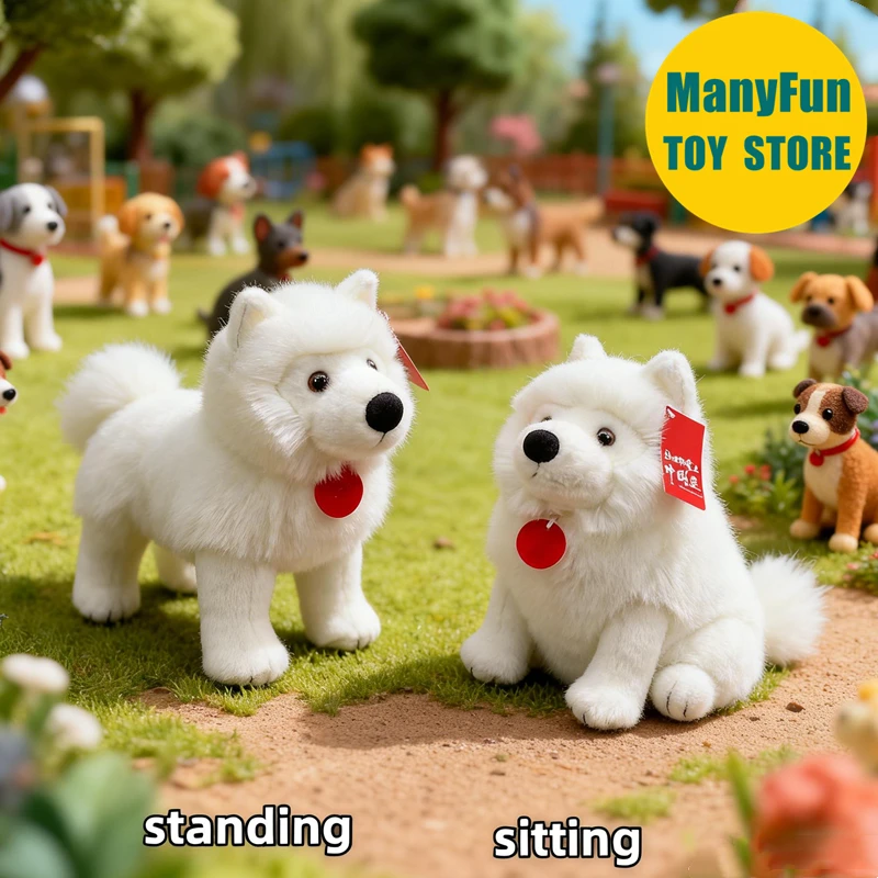 

Samoyed Dog Plush Toy - Realistic Snow Dog Stuffed Animal, Lifelike Smiling Sammy Plushie, Samoyed Simulation Doll Gift Kids