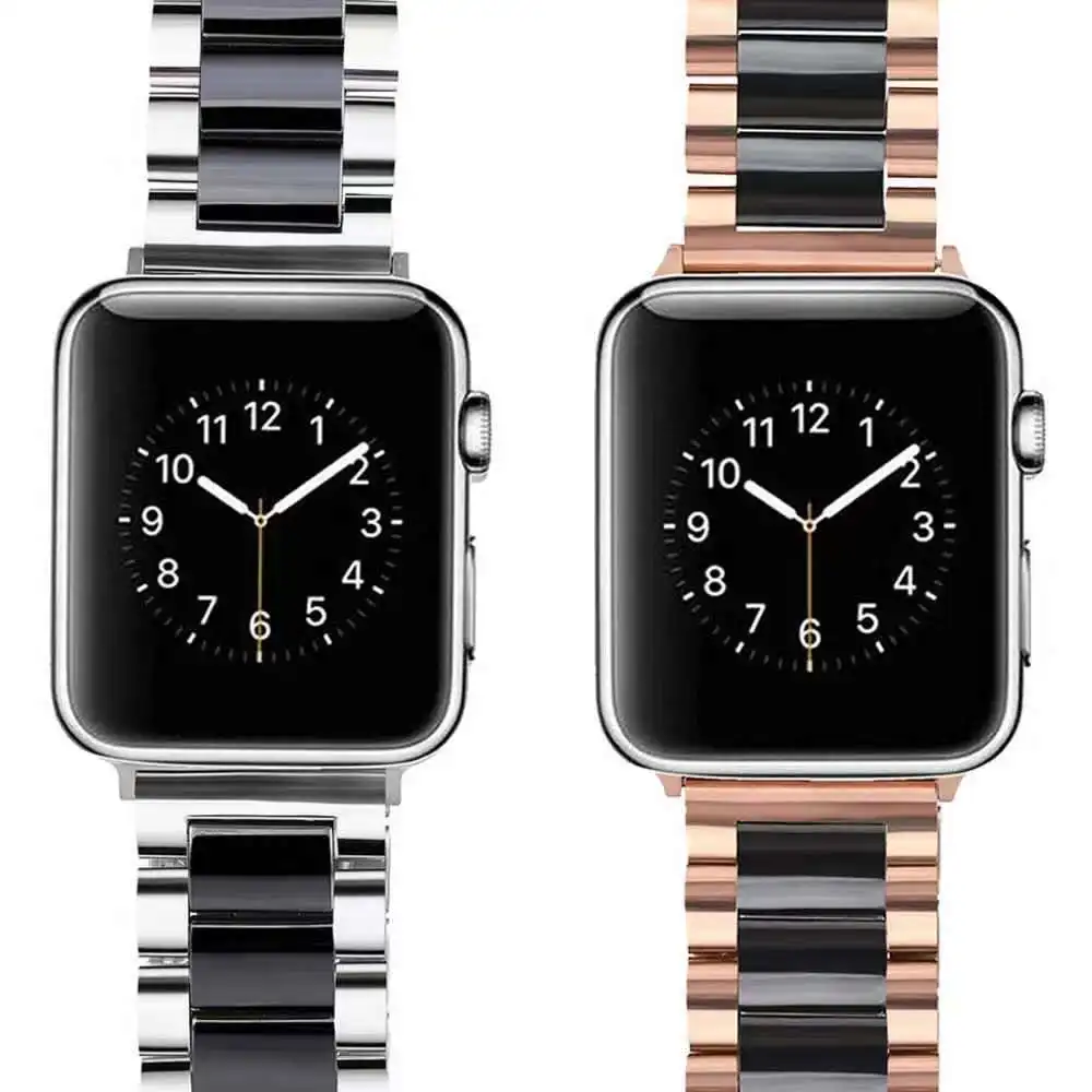 Metal ceramic strap For Apple watch 6 5 4 3 SE 44mm 42mm 40mm Luxury bracelet Wristband For iwatch Ultra 49mm 8 7 45mm 41mm Band
