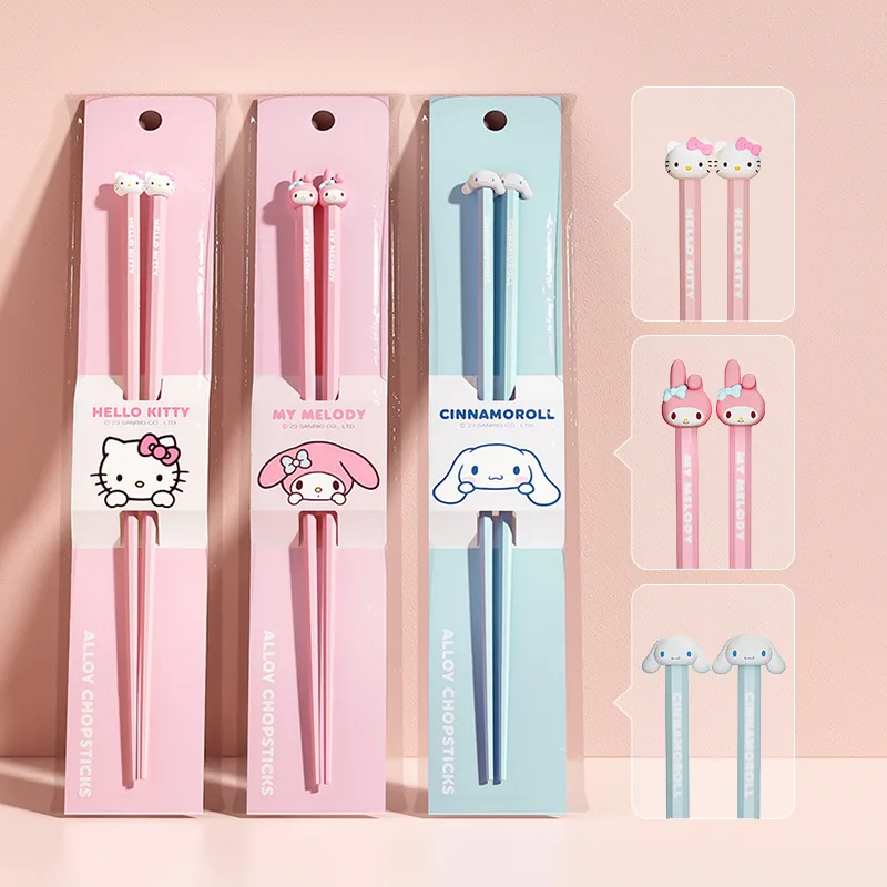 MINISO Sanrio Kitty melody cinnamoroll chopsticks household high value high-end luxury daily special mildew cute kids chopsticks