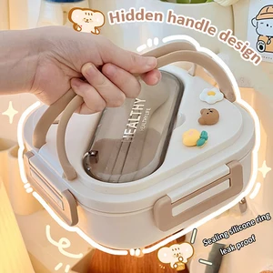 Kotak Makan Siang Portabel Lucu Sederhana dengan Kompartemen untuk Anak Perempuan Sekolah Anak-anak Kotak Bento Piknik Plastik Wadah Penyimpanan Makanan Microwave 8 kotak makan siang merah muda penjualan terbaik - №