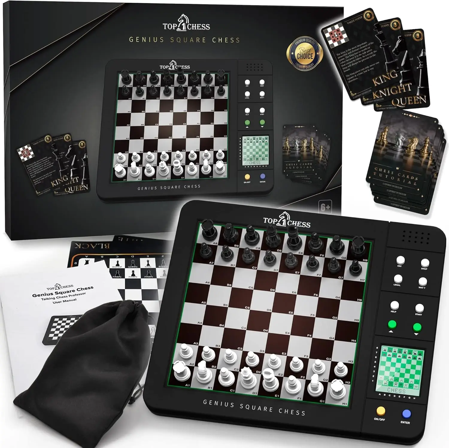 

Electronic Chess Board with Voice Coach, Multi-Level Skills, Portable Chess Set for All Ages