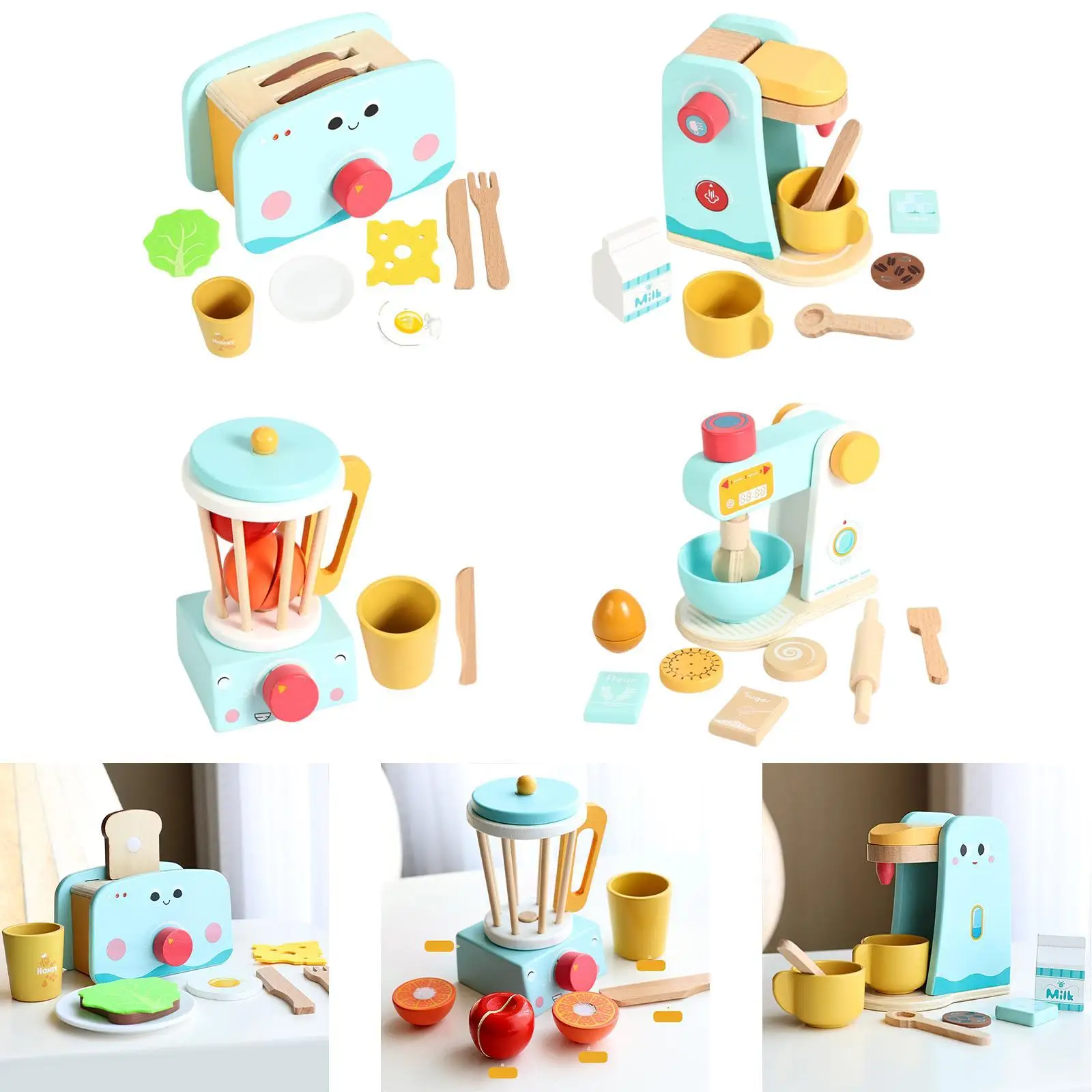 Kinderküchenspielset aus Holz, Kochsimulation, realistisches Spielküchenset für Kinder