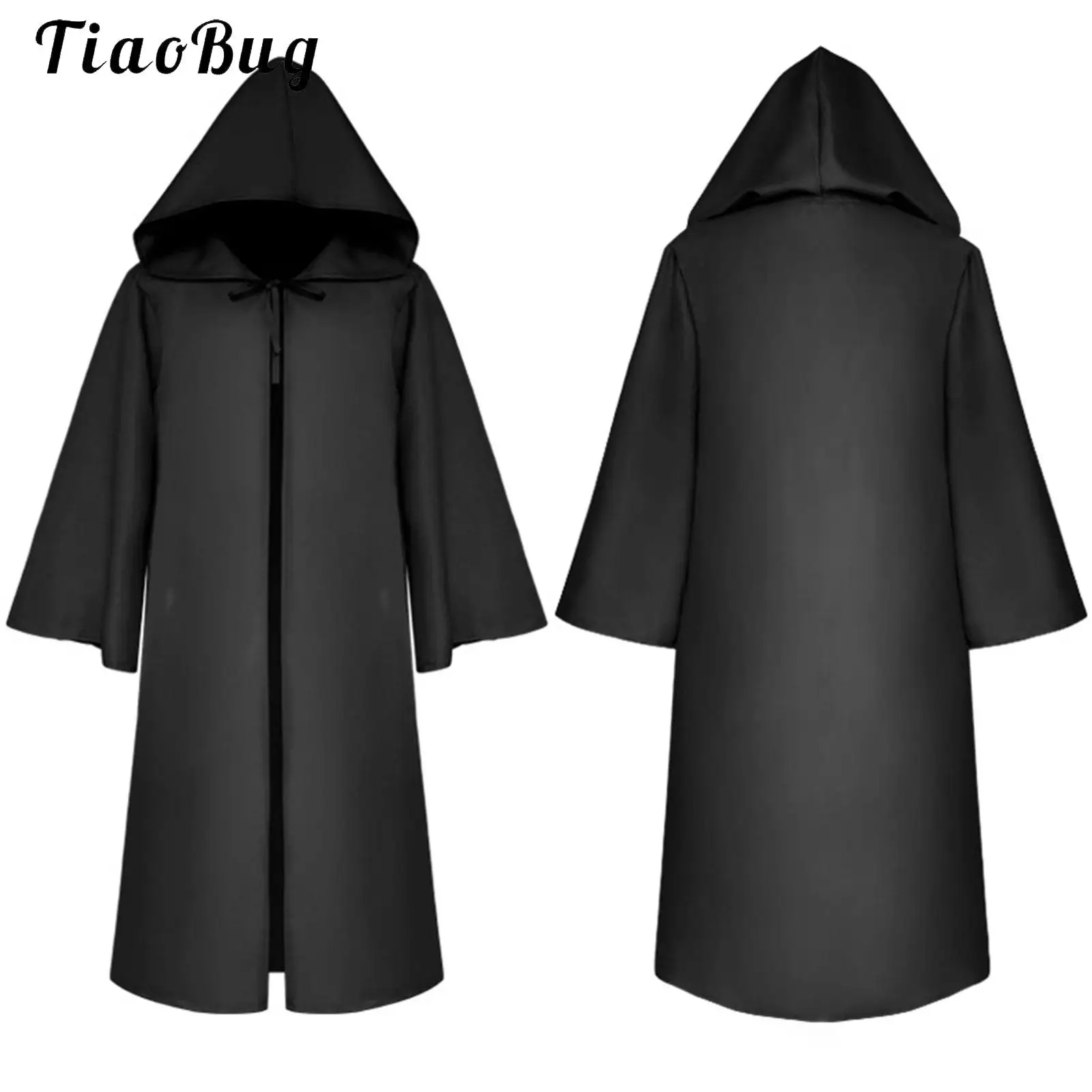 

Medieval Black Hooded Cloak Kids Boys Girls Halloween Wizard Vampire Witch Cosplay Costume Red Green Robe Cape Costume