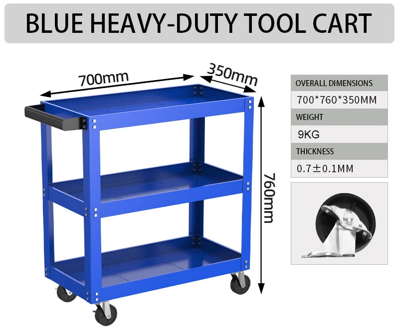 多目的工業用ローリングラック-家庭、作業場、クリエイティブスタジオ向けの3段式デザイン