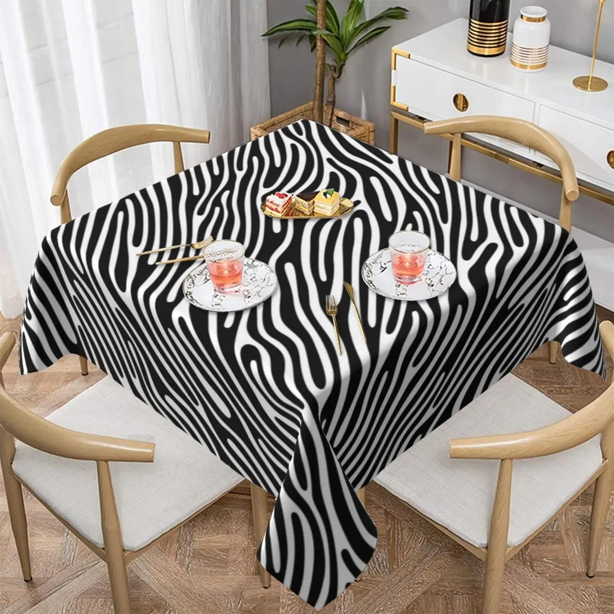 Zebra Strip Druck Tablecloth Black White Waterproof Table Cloth Fashion Banquet Christmas Party Design Table Cover Decoration