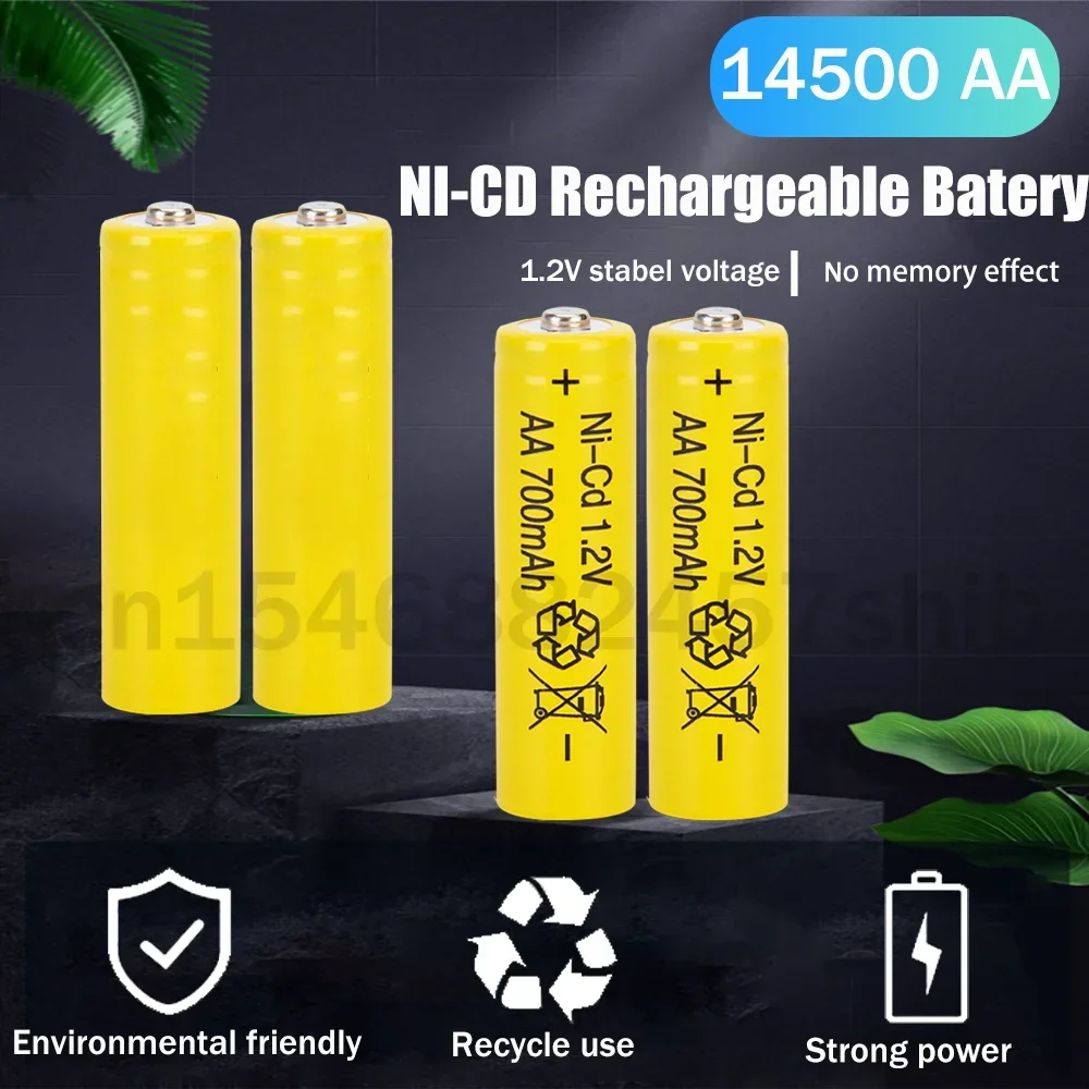 1-2pcs 1.2V 700mAh AA NI-CD Rechargeable Battery For Flashlight Camera Electric Toy Remote Control Mouse Clock 2A NICD Batteries