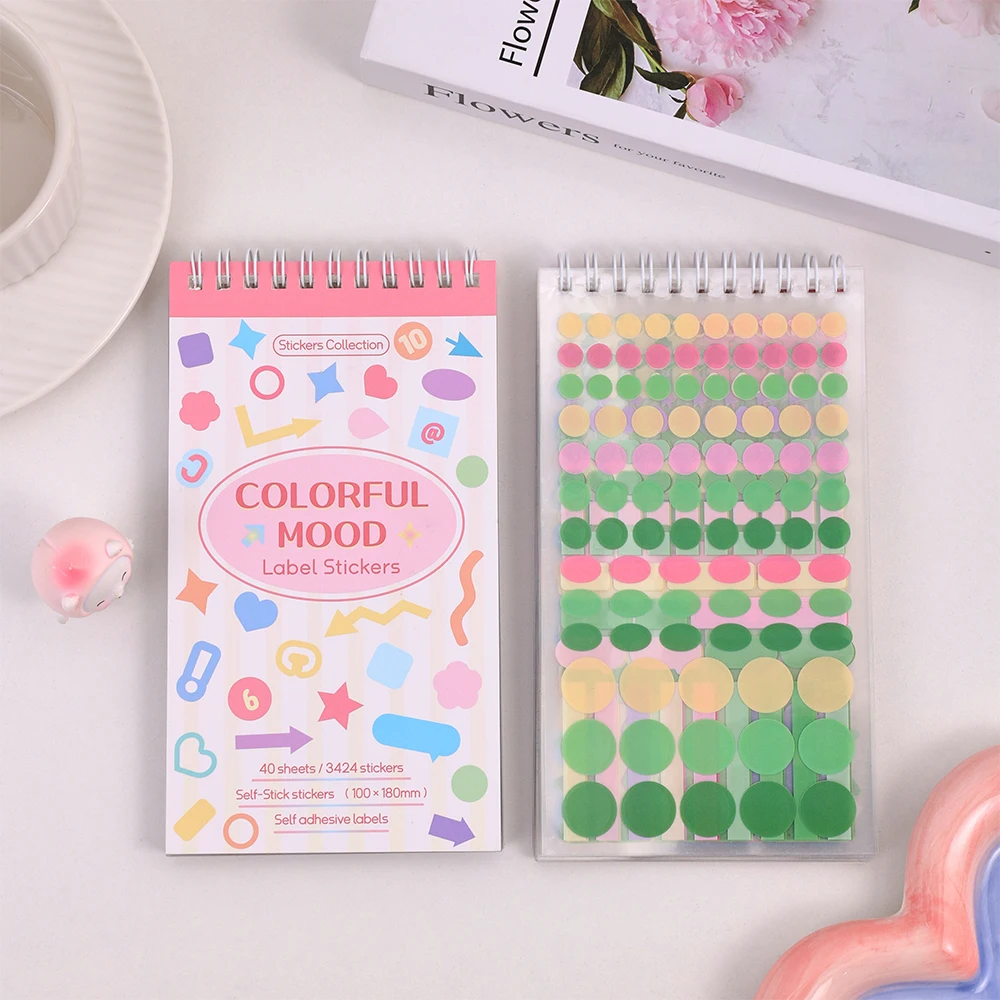 40 Sheets Colorful Paper Index Label Stickers 3424+ Pcs Planning Stickers Diary Notes Marking Aesthetic Creative Stickers