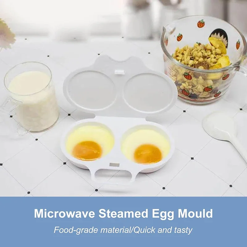 1pc Microwave Egg Poacher Reusable Microwave Eggs Steamer 2 Cavity Nonstick Poached Steamer Cooking Mold Egg Poacher Egg Tool