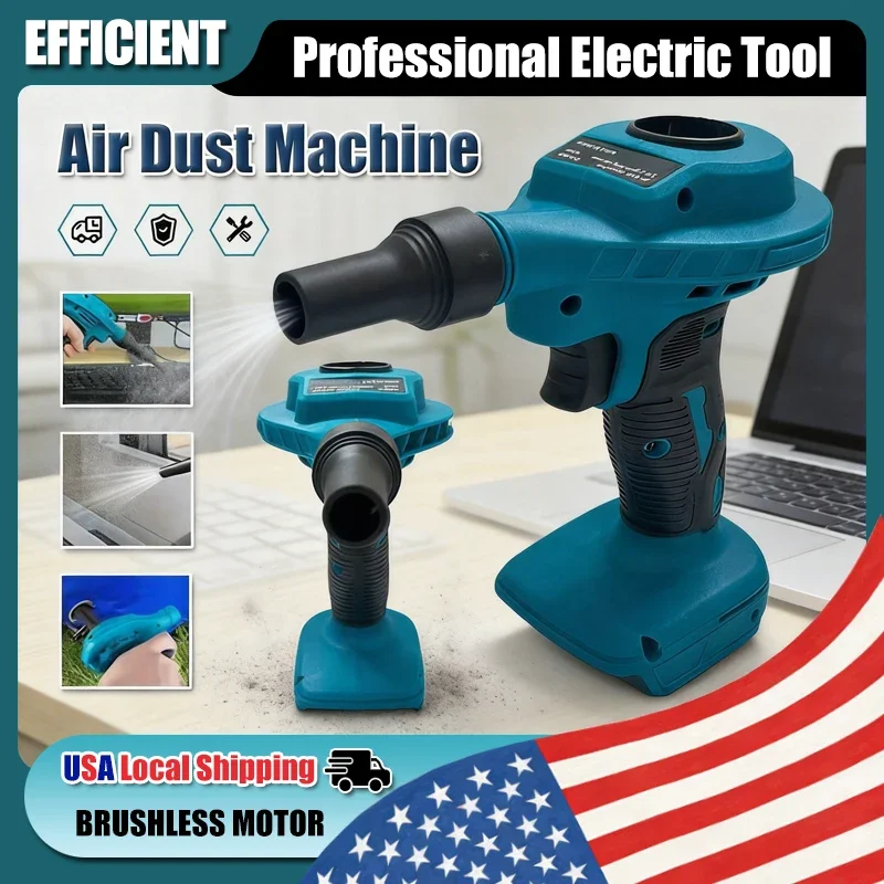 2 IN 1 Cordless Air Dust Machine Efficient Rechargeable Vacuum Clean Inflator Computer Cleaning Power Tool 18VBattery Fit Makita