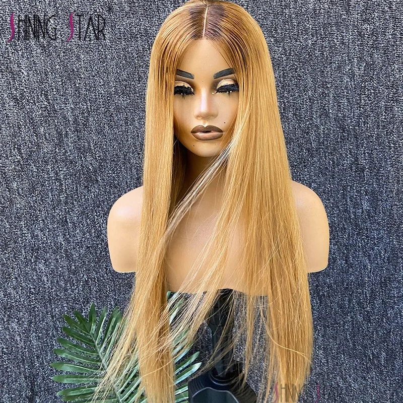 13x4 Lace Frontal Brown Honey Blonde Straight Human Hair Wigs Top Hairline Lace Front Wig Transparent Lace Wigs For Black Women