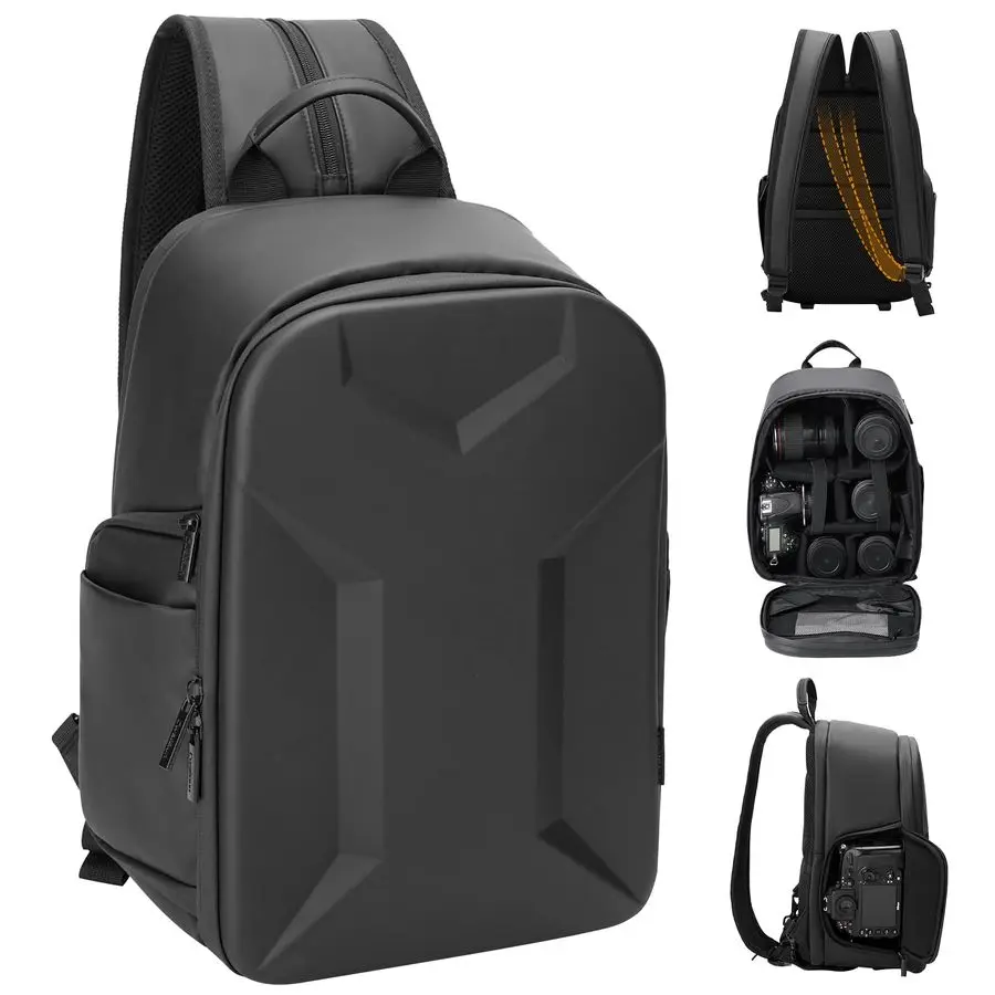 Cameras Sling Bag Waterproof Shockproof Camera Backpacks EVA Hard Shell Camera Bags with Tripod Strap for Cameras Lens Computer