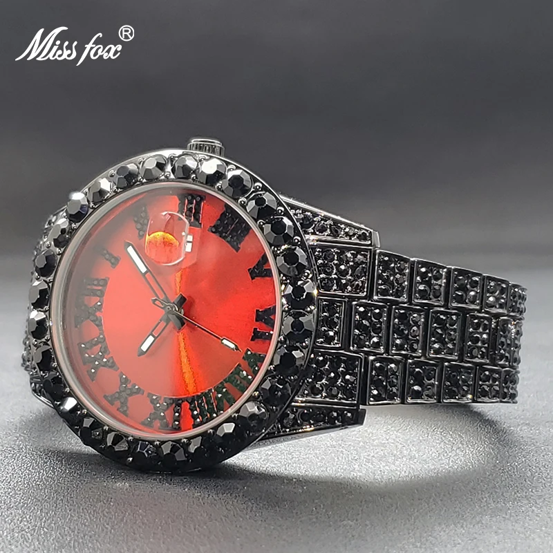 Black Diamond Women Watches Red Dial Stylish Unisex Quartz Watches Foe Female Male Gothic Style Cool Summer Jewelry Dropshipping