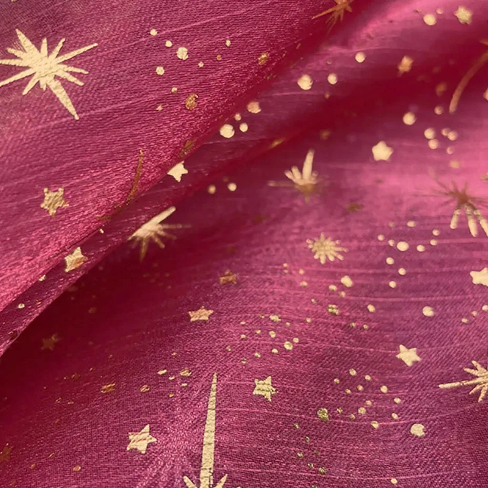 Glitter Shiny Bronzing Star Moon Organza Fabric Gilded Crepe Tulle DIY Sewing Crafts Dress Large Sleeved Shirt Outside Materials