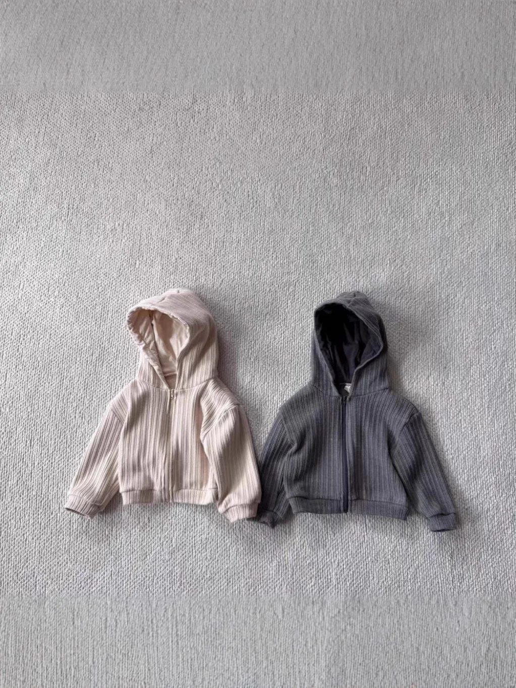 2025 Autumn New Children Long Sleeve Clothes Set Girls Ribbed Hooded Cardigan + Flared Pants 2pcs Suit Cotton Kids Casual Set 3