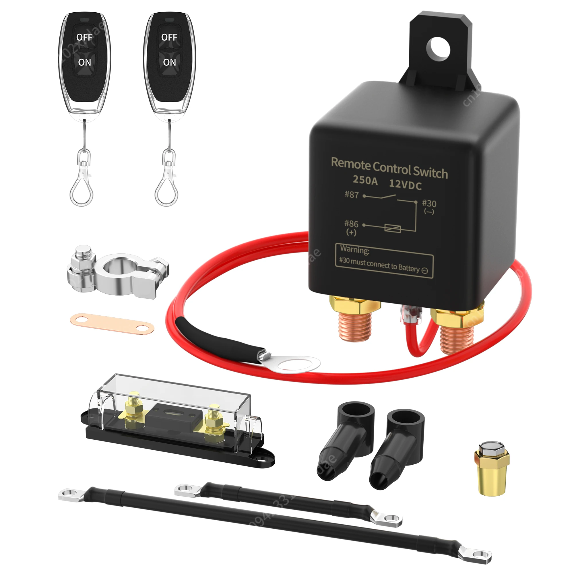 

12V 250A Battery Kill Switch Wireless Remote Battery Disconnect Switch Theft Car Security Control Switch With 2keys for Car