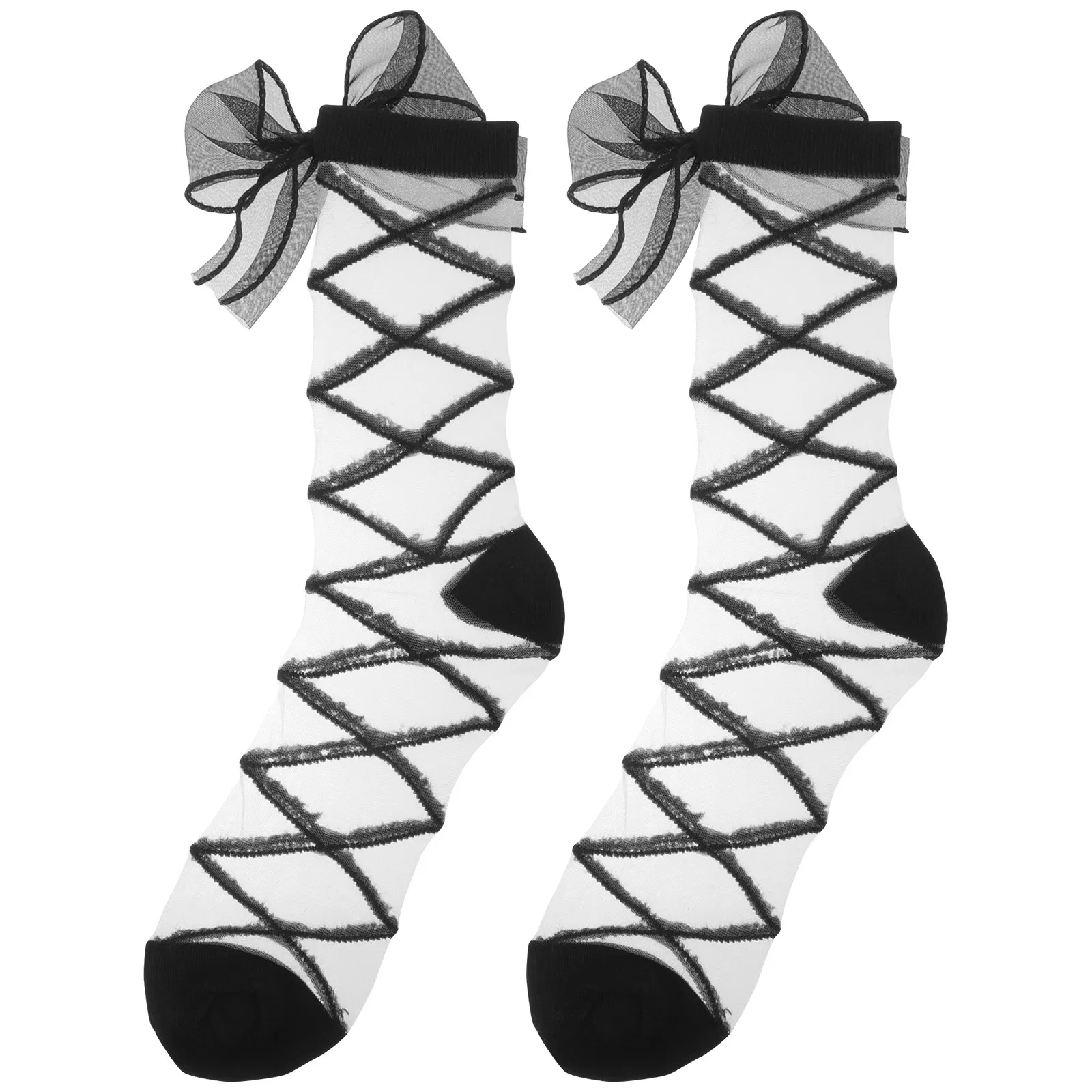 

1 пара носков с бантом-бабочкой для женщин, милые кружевные сетчатые носки с бантом, тонкие летние носки в стиле платья, модная женственная обувь