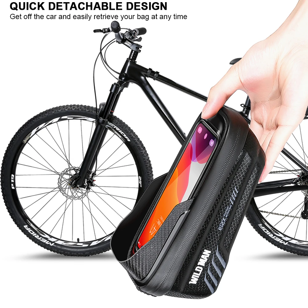 

1L Bike Phone Handlebar Bag Waterproof Bicycle Front Frame Bag Support Touch Screen Bike Top Tube Bag for Smart Phones 4.7-6.8in