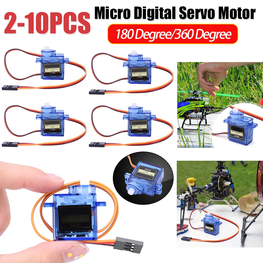 

SG90 9G Micro Digital Servo Motor Fixed-Wing Miniature Servo Motor 180/360 Degrees for RC Helicopter Aircraft Airplane
