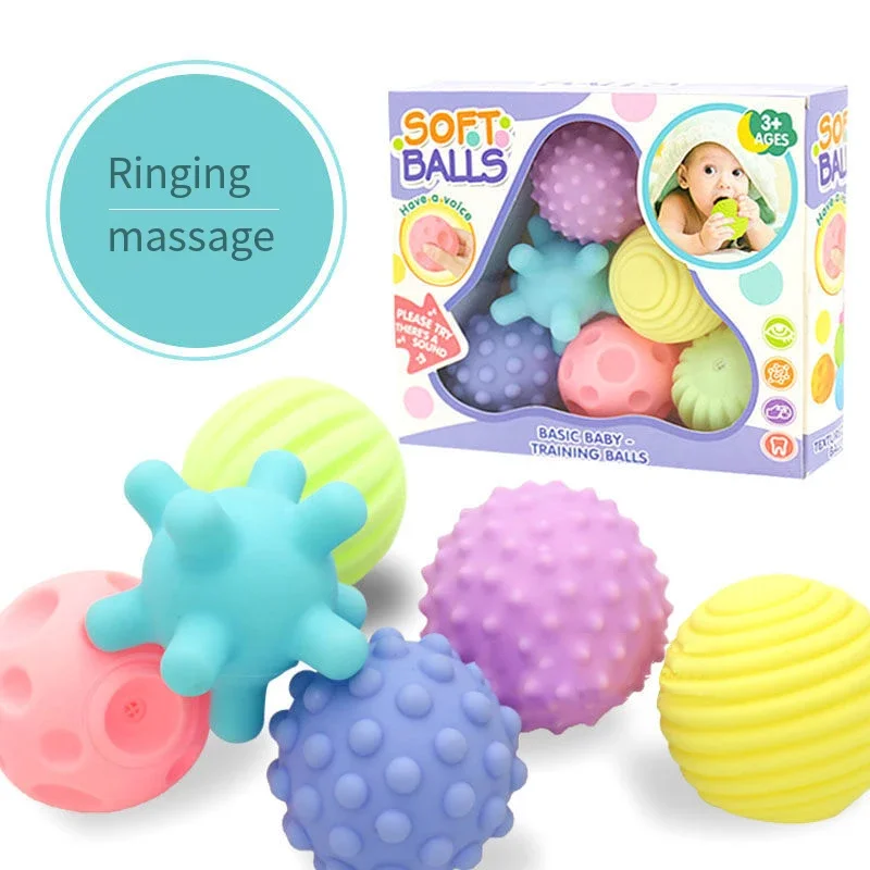 Children Toy Ball Infant Grasp Ball Tactile Perception Massage Ball Rubber Hair Sound Soft Rubber Toy Massage Pinch Sound