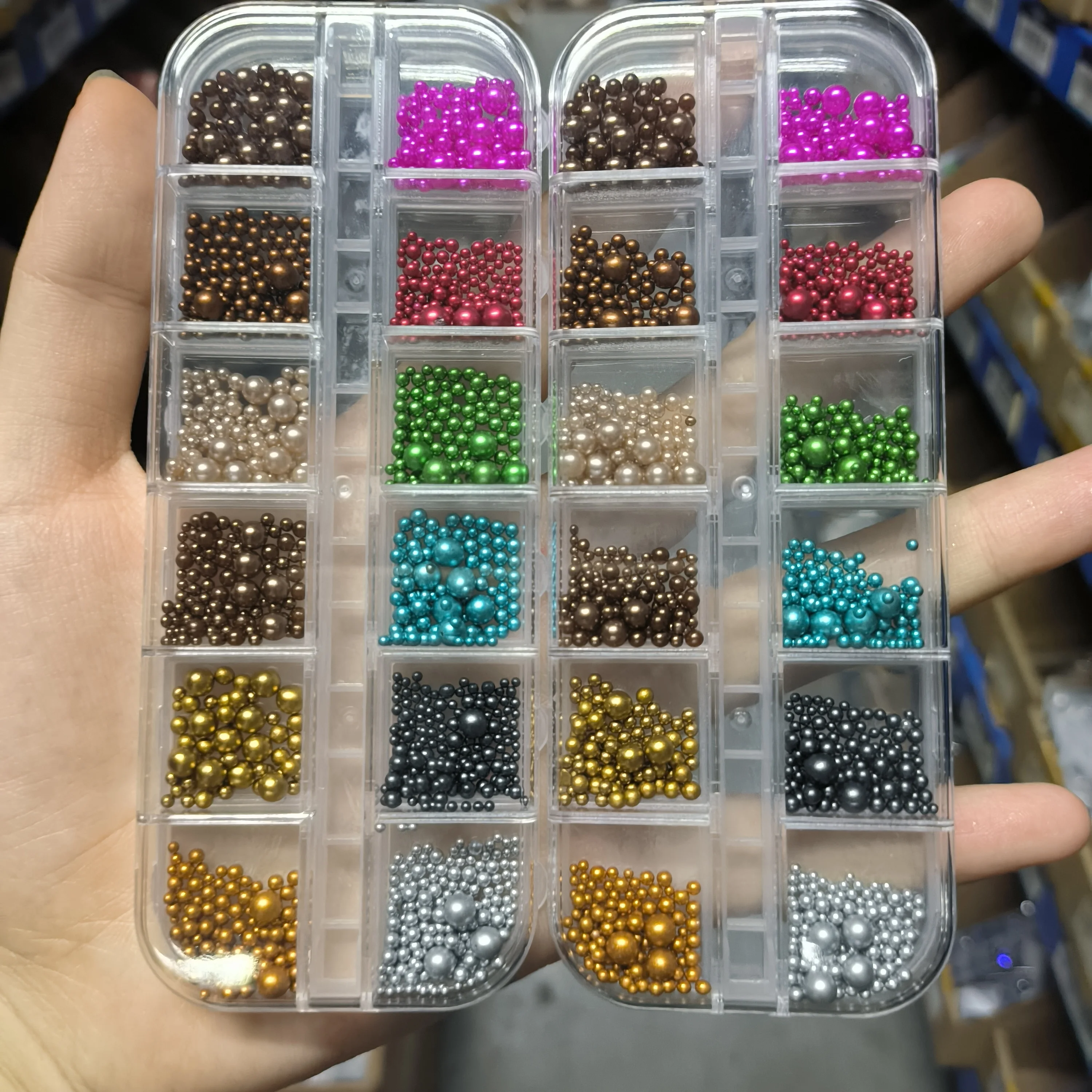 6/12 grades 3d natal pérola contas encantos do prego tamanho misto colorido bola redonda decorações da arte do prego natal diy acessórios de manicure