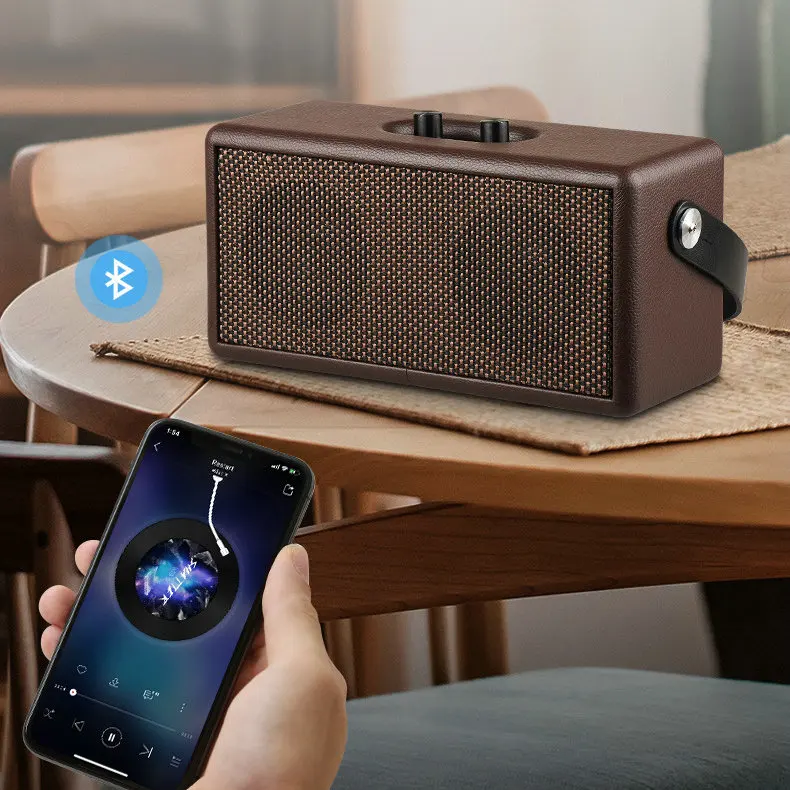 High Quality Portable Boombox Leather BT Wireless Speaker
