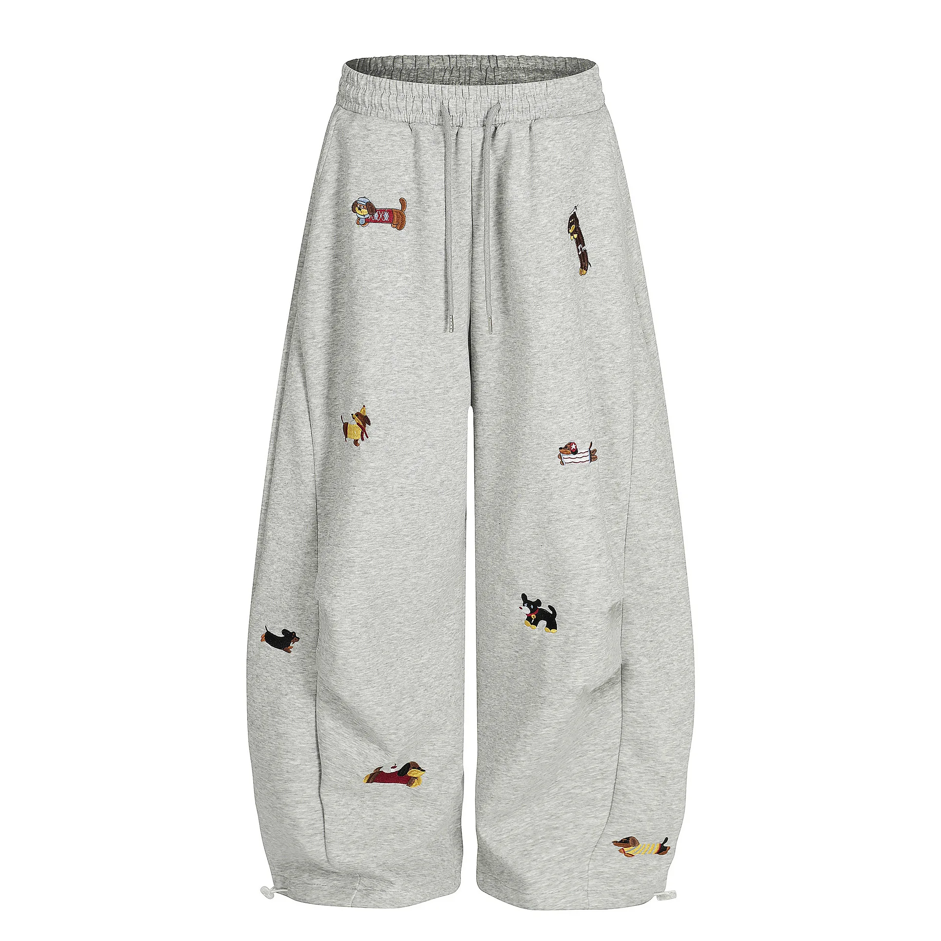 Zekye Woman Clothes Machete Straight Pants Dachshund Printed Casual Pants Woman Clothing Korean Popular Clothes Padded Pants