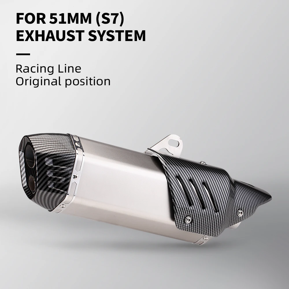 

Suitable for F750GS F900 R1200GS ADV1200 PCS125-150 CBR650 502X S7 motorcycle universal 51mm rear exhaust pipe muffler