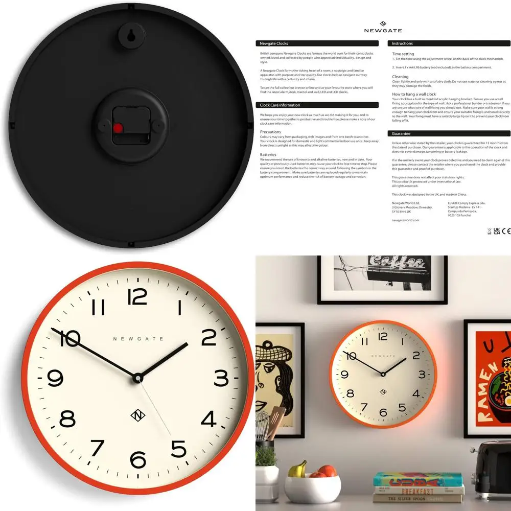 

Contemporary 14.5 Round Pumpkin Orange Wall Clock with Clear Numbers, Perfect for Home or Office