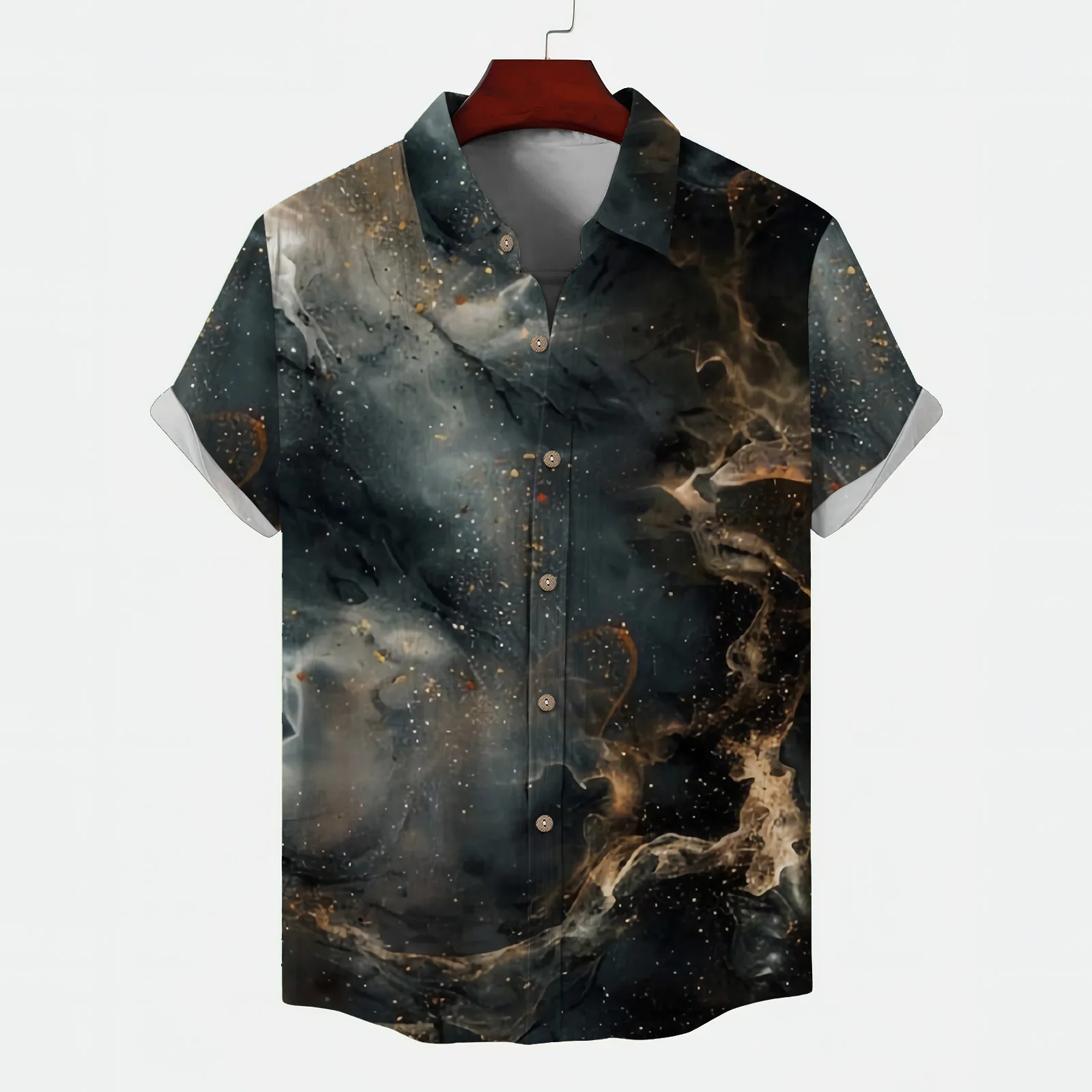 Fashion Man 2024 Short Sleeve Shirt Man Color Smudge Mens Summer Shirt Rendering Official-website Comfortable and Lightweight