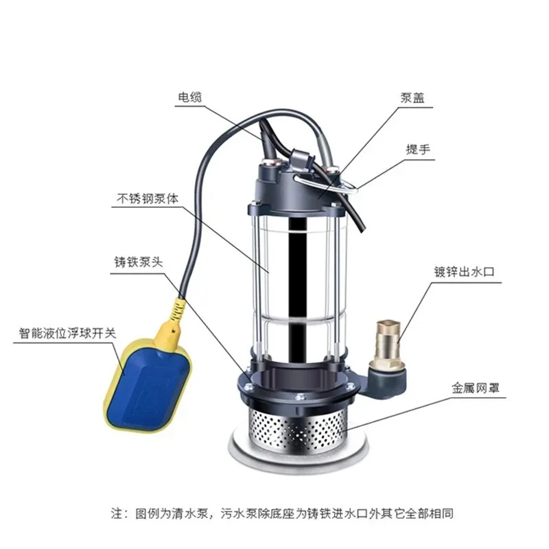Household Self-priming High Lift Submersible Pump Float Switch 220V 370W/750W Agricultural Sewage Pump Irrigation Equipment
