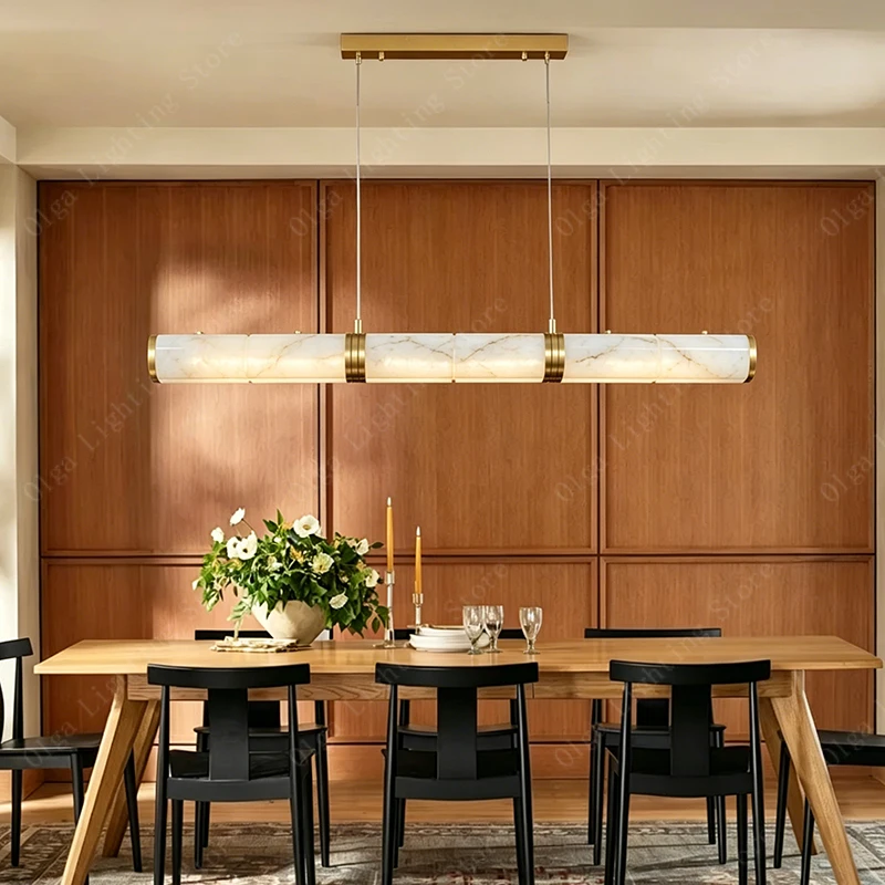 Come Get This Easy Installation Marble Long Pendant Light for Dining Room Foyer Decoration, Luxury Light Fixture Over Table