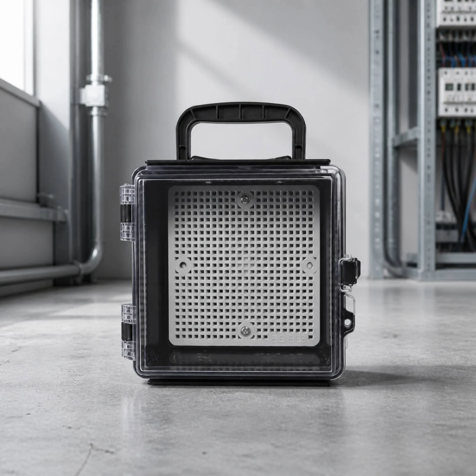IP66 Electrical Box with Carrying Handle IK10 Handheld Electrical Enclosure Portable Junction Box with Hinged Lid
