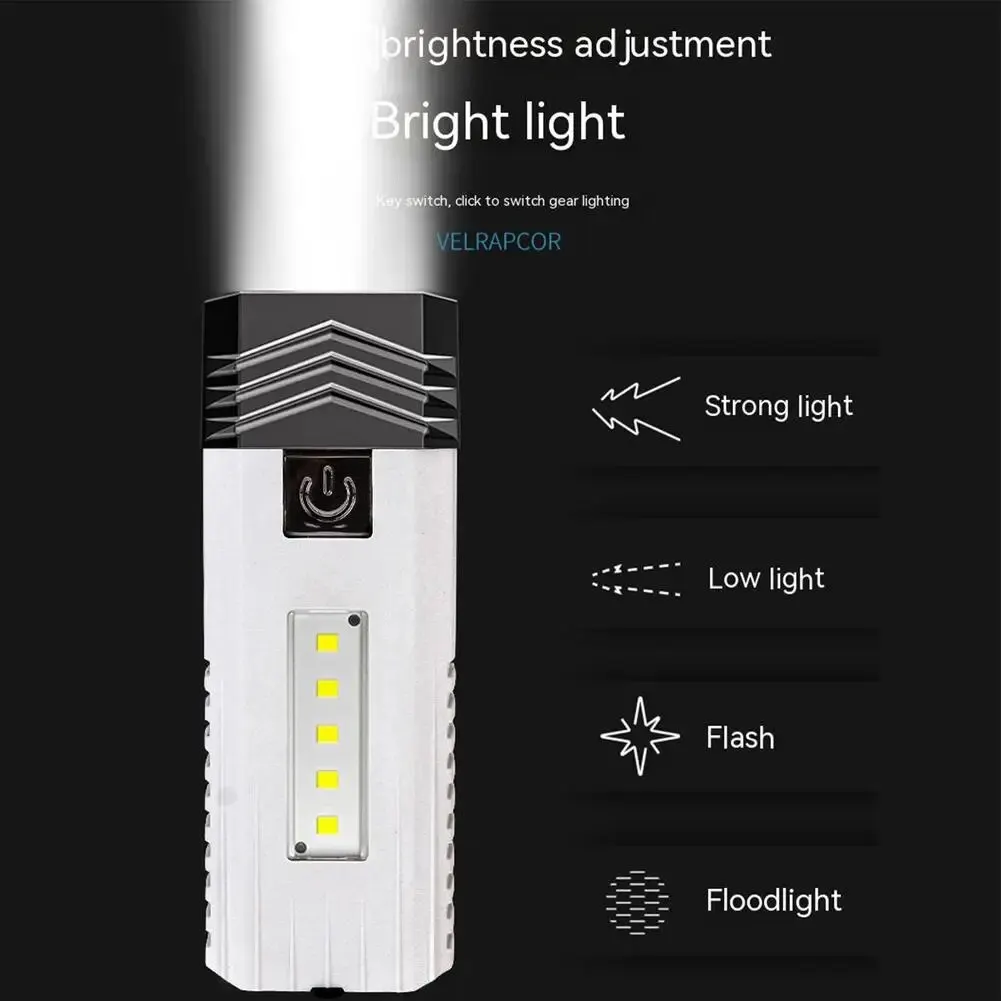 Mini lanterna multifuncional, LED ao ar livre, USB recarregável, Cob Strong Light, luz de bicicleta, Power Bank