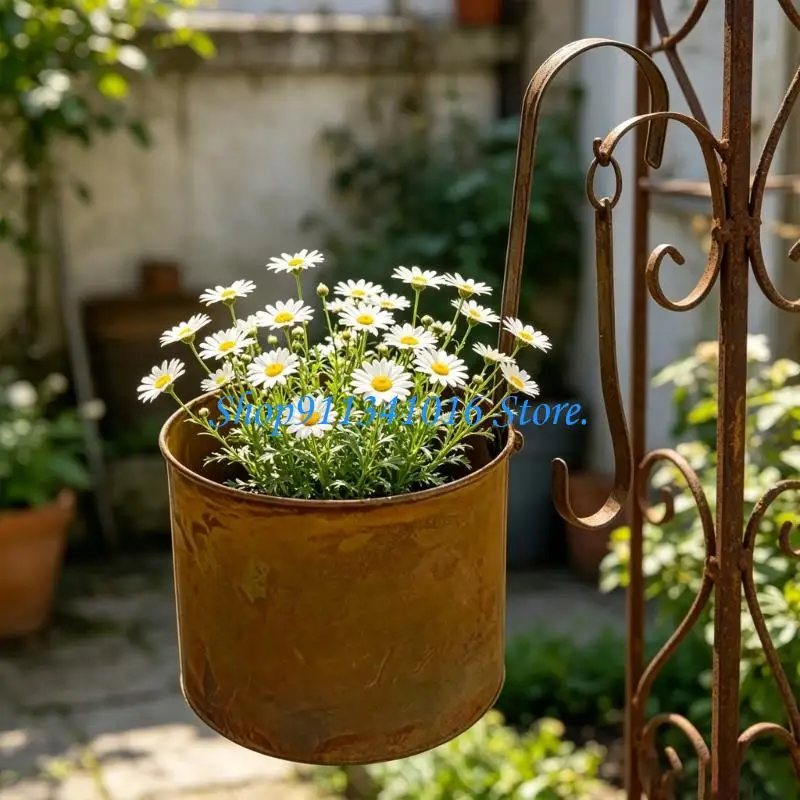  Handcrafted Antique Styles Hanging Flower Pot Retro Iron Planter For Patios Balcony Indoor Outdoor Garden Decoration