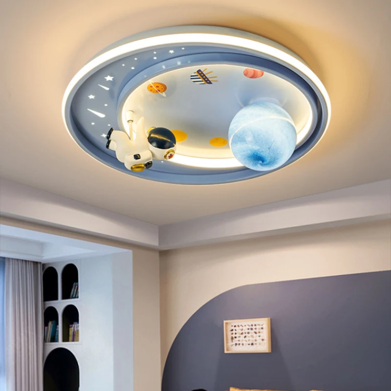 Children's Room Ceiling Lights Blue Astronaut Youth Bedroom Lamp Pink Pegasus Princess Room Light Boy Girl Bedroom Ceiling Lamps