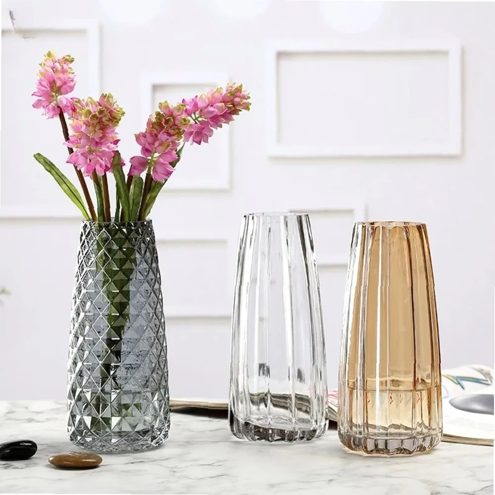 Modern Simple Vertical Glass Vase for Hydroponic Flowers Colorful Creative Vase Home Table Decoration Gift for Greenhouse