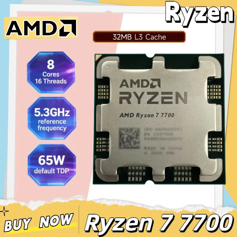 AMD Ryzen 7 7700 Unlocked Desktop Gaming Processor 8 Core 16 Thread 5.3GHz AM5 CPU Tray Type Without Original Retail Package