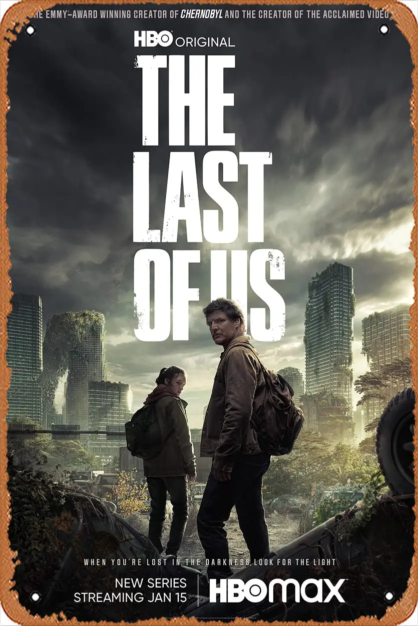 The Last Of Us (Pedro Pascal, Bella Ramsey) TV Show Poster Tin Sign Film Cinema Theater 8x12 Inches - Vintage Metal Tin Sign for