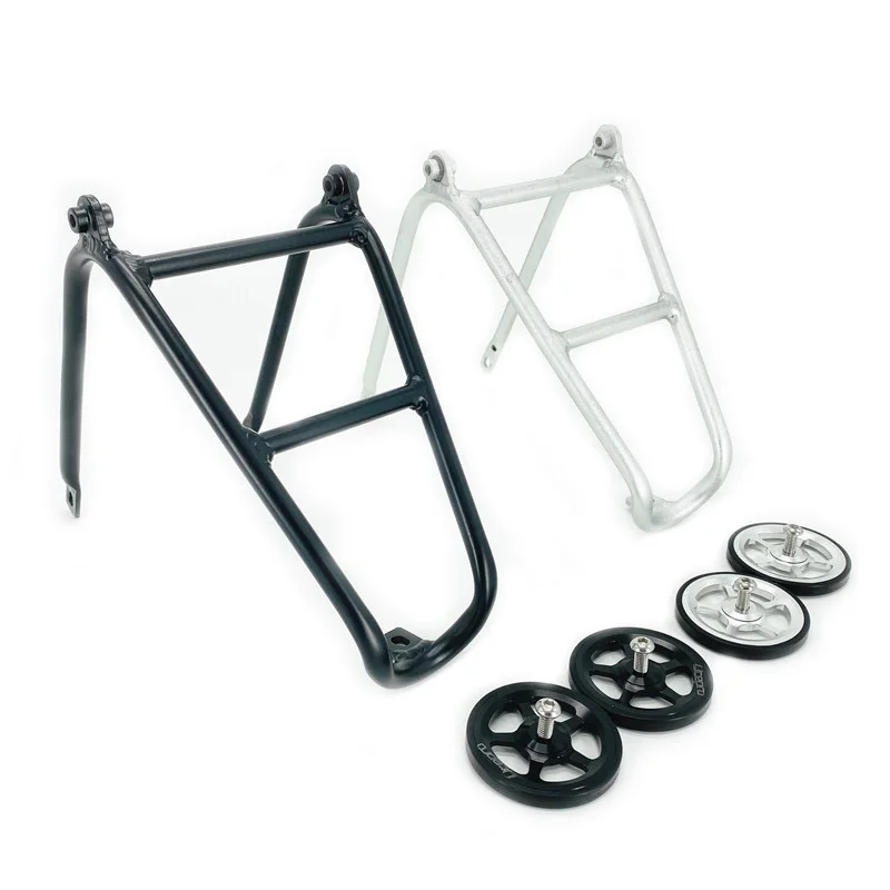 For Brompton Bike Rear Rack and Easywheel Mini Q-Type Rear Luggage Carrier Aluminum Alloy Cargo Racks Black Silver