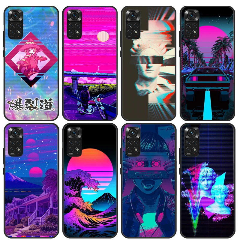 Anime Vaporwave Glitch Case For Xiaomi Redmi Note 8 9 12 10 11 Pro 8T 9S 10S 11S Cover For Redmi 9 10 9A 9C 10C