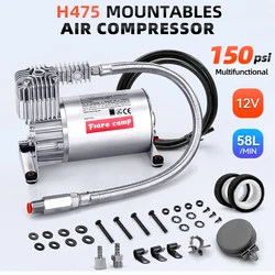 Air Ride Suspension Compressor 12V 150PSI/2.03CFM Large flow,Thermal protection,Vehicle Pump for Air Tanks,Bags&Air Horns H475