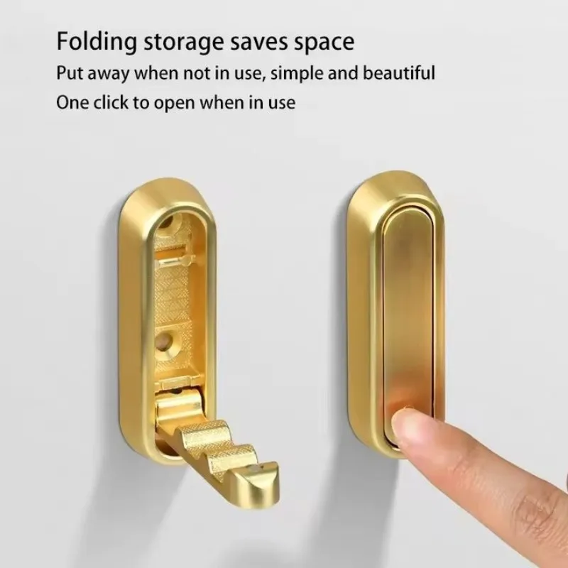 1/2/3pcs Folding Wall Hooks Towel Coat Hook Aluminum Alloy for Home Kitchen Bathroom Towel Hanger Heavy Duty Flip Down Robe Hook