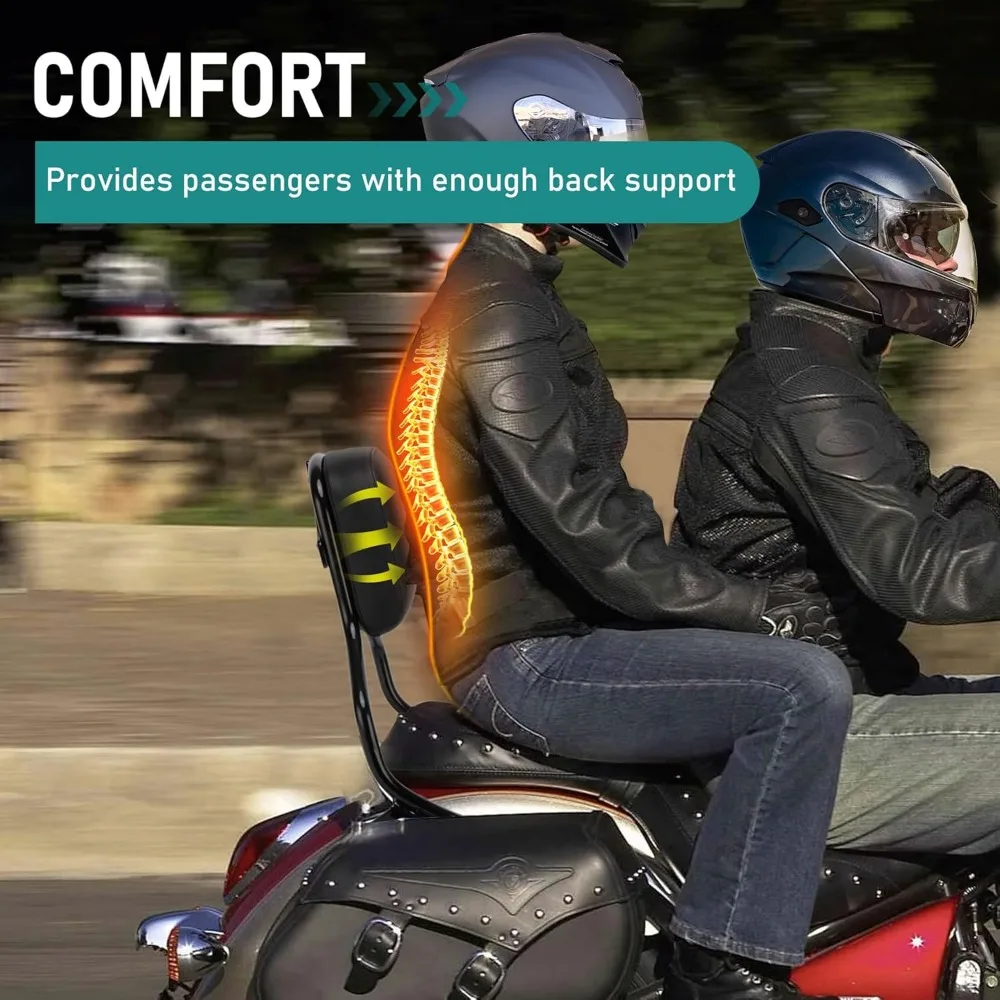 MoKitDora Encosto Destacável Sissy Bar Upright com Almofada para modelos Softail Fat Bob FXFB e FXFBS de 2018-mais tarde, Preto