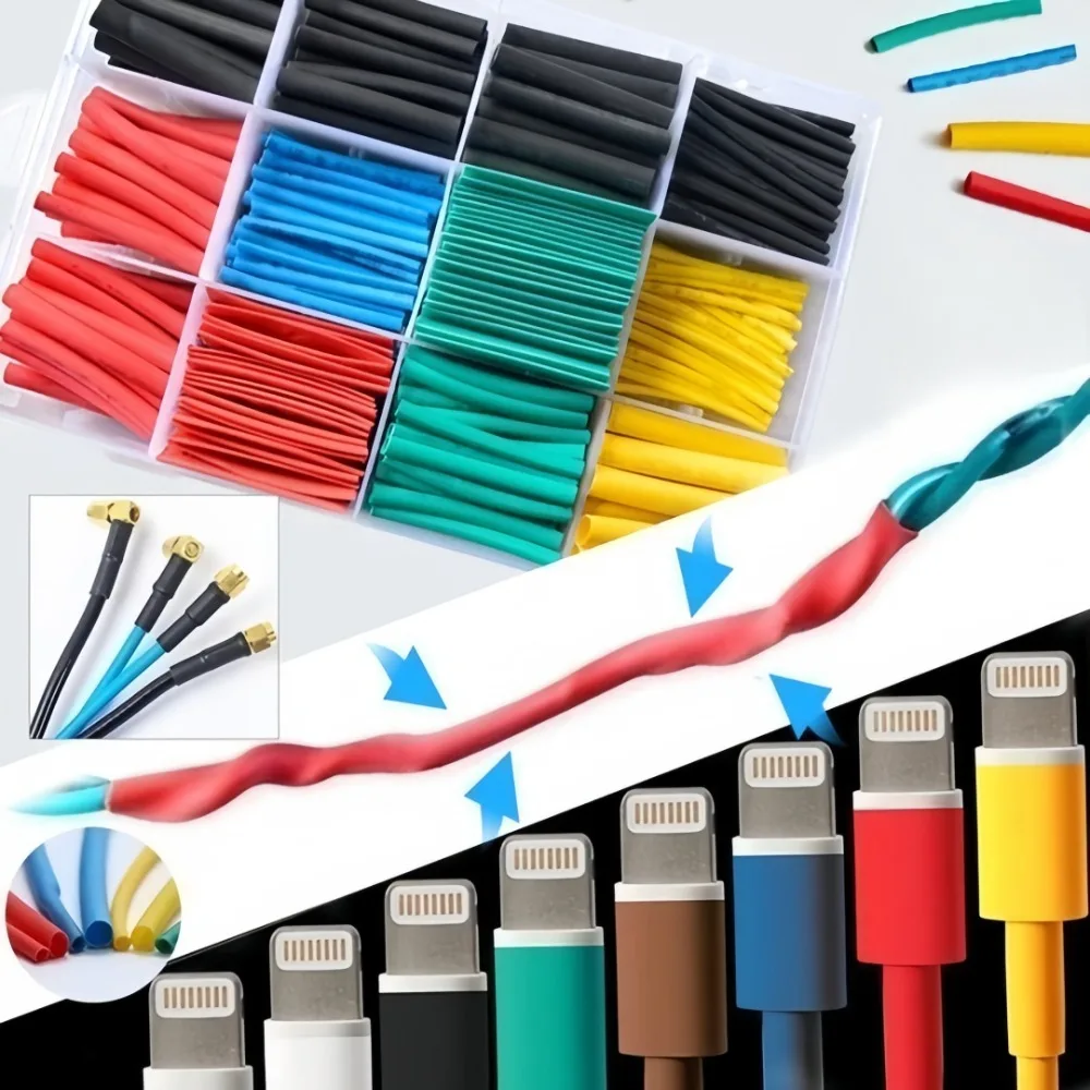 Color Heat Shrink Tubing Kit Heat Resistant Tubing Heat Shrink Wire Winding Connection Cable Insulation Sleeve Protector Cable