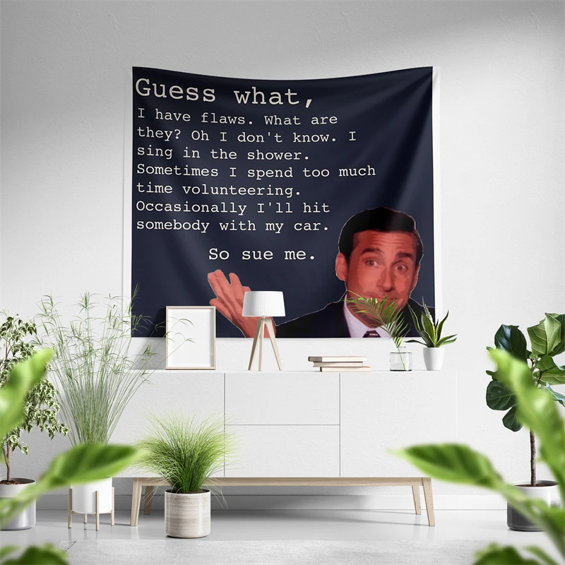 Aertemisi Michael Scott Quotes The Office US Tapestry Wall Hanging Art for Bedroom Living Room Decor Party Backdrop