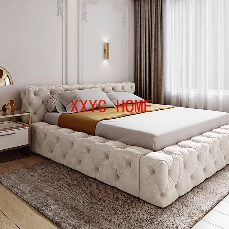 

Italian Minimalist Light Luxury Technology Fabric Tatami Floor Bed 1.8 Pull Buckle Master Bedroom Double Bed