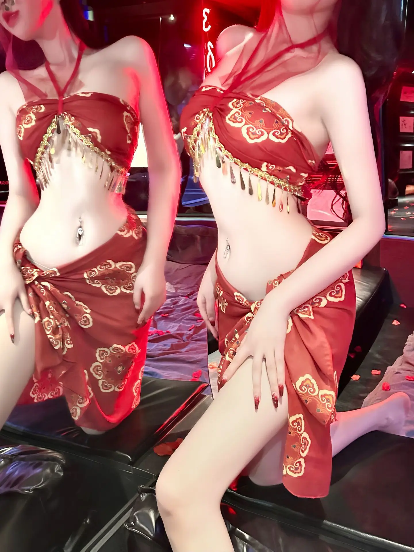 Lingerie esotica sexy danza volante concubina esotica intrattenimento musiche e canzoni placcato oro abito trasparente moda elegante sexy coreano top 703Z